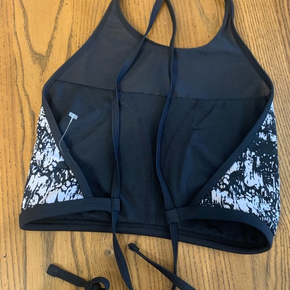 NWOT Nike High-Neck Mesh Cross-back Tie Bikini Top Black‎ XL - Picture 7 of 10